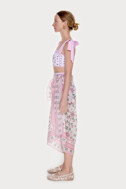 Jessie Zhao New York Beach Sarong Wrap in Pink Blossom