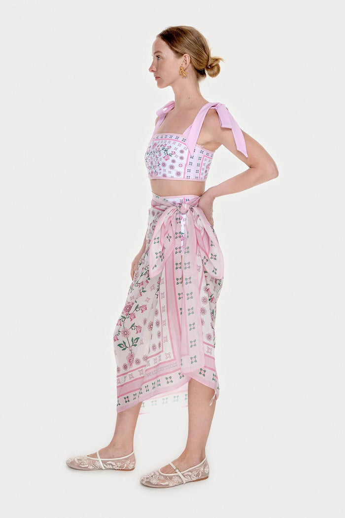 Jessie Zhao New York Beach Sarong Wrap in Pink Blossom