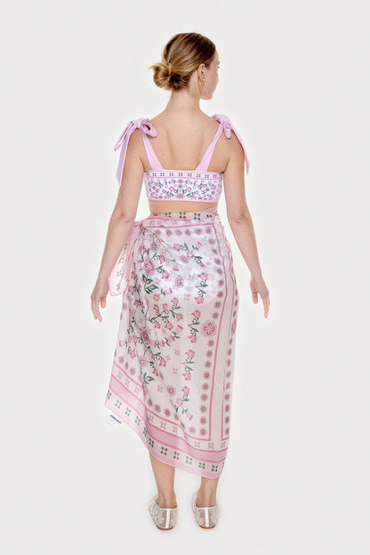 Jessie Zhao New York Beach Sarong Wrap in Pink Blossom