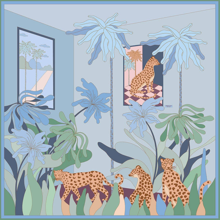 Jessie Zhao New York Double Sided Silk Scarf in Indoor Forest
