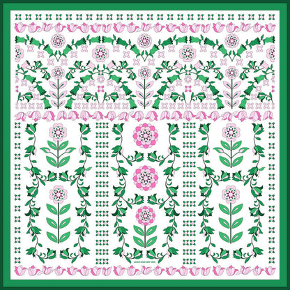 Jessie Zhao New York Double Sided Silk Scarf in Ivy Parterre