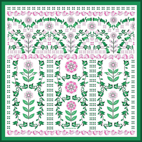 Jessie Zhao New York Double Sided Silk Scarf in Ivy Parterre