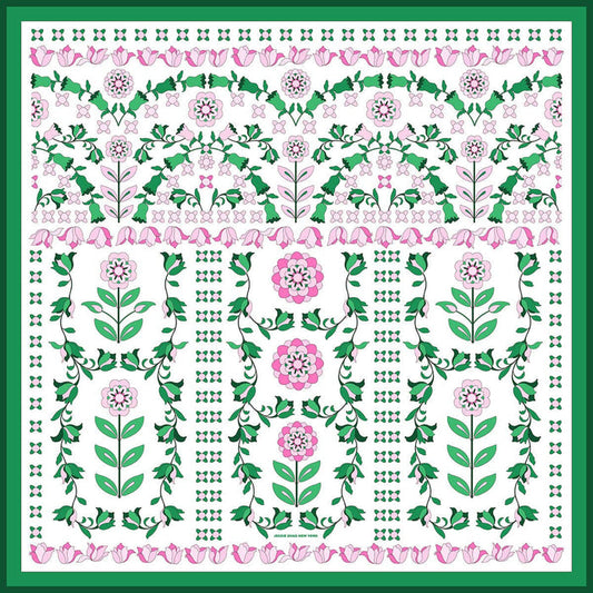 Jessie Zhao New York Double Sided Silk Scarf in Ivy Parterre