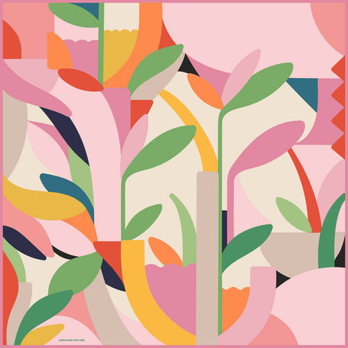 Jessie Zhao New York Double Sided Silk Scarf in Spring Garden Harmony