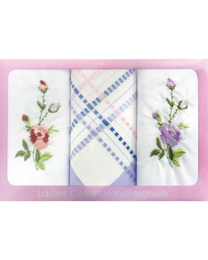 Ladies Embroidered Pure Cotton Handkerchiefs 2 Boxes of 3 - Image 3 - Country Collection