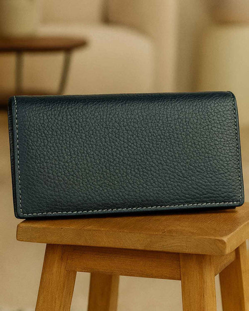Ladies Soft Leather Purse  - Navy - Country Collection