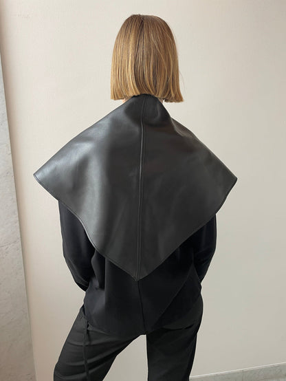 Leather Scarf Triangle, Black PIEN STUDIOS
