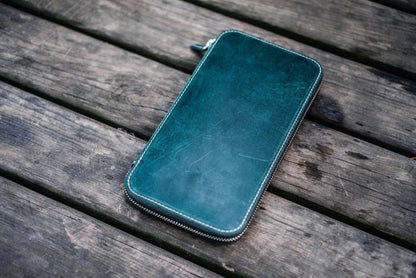 Leather Zippered Hobonichi Weeks Cover - Crazy Horse Forest Green