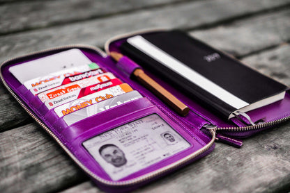 Leather Zippered Hobonichi Weeks Cover - Purple