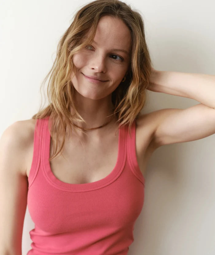 Lexi Rib Scoop Tank Bright Rose
