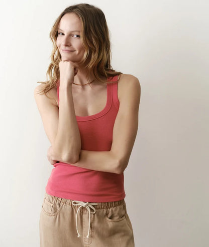 Lexi Rib Scoop Tank Bright Rose