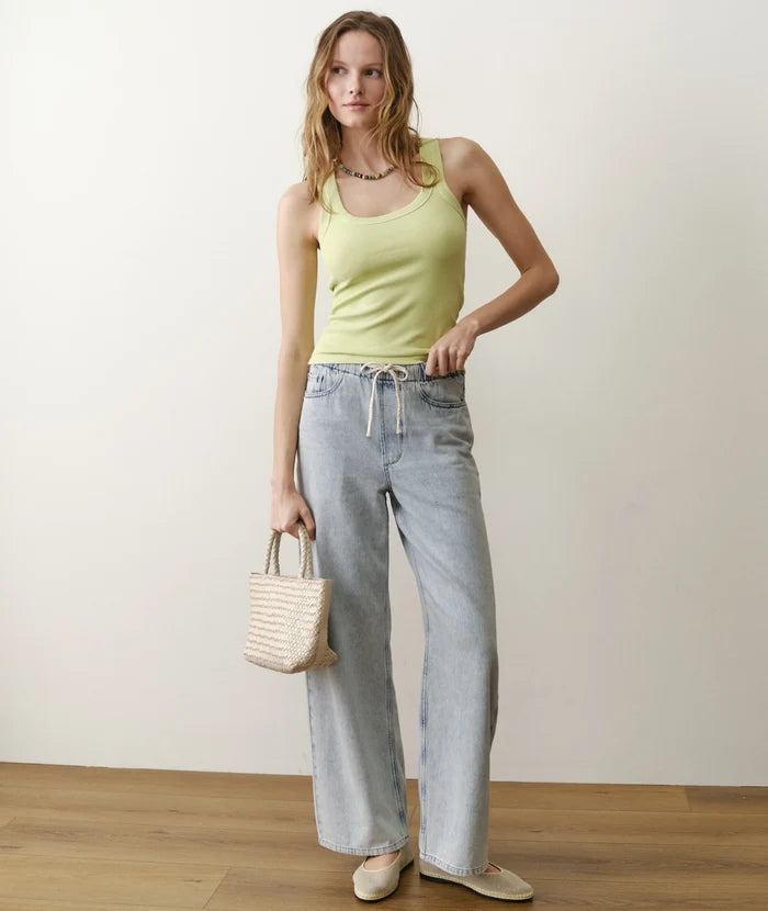 Lexi Rib Scoop Tank Faded Lime