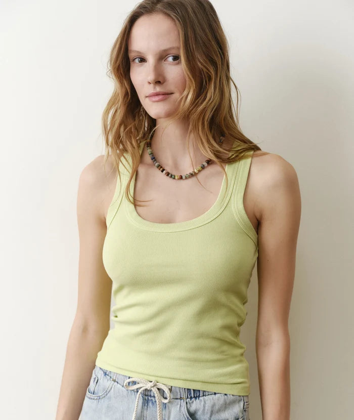 Lexi Rib Scoop Tank Faded Lime