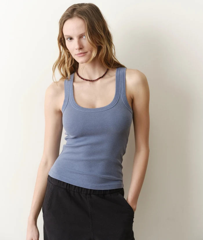 Lexi Rib Scoop Tank Vintage Indigo
