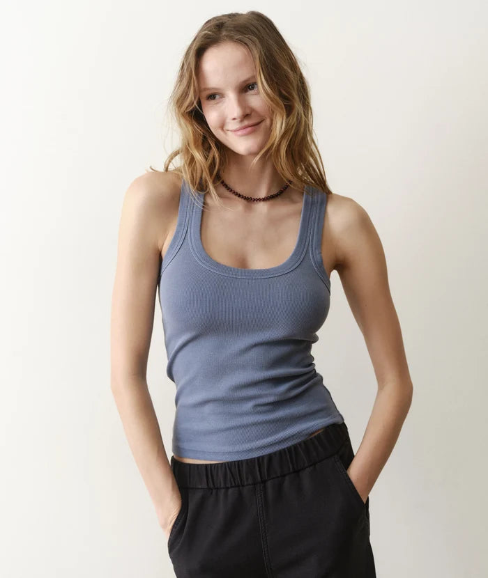 Lexi Rib Scoop Tank Vintage Indigo