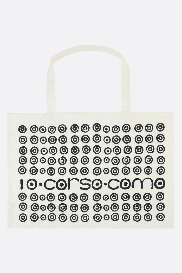logo print canvas shopping bag