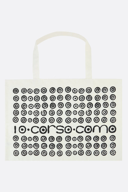 logo print canvas shopping bag
