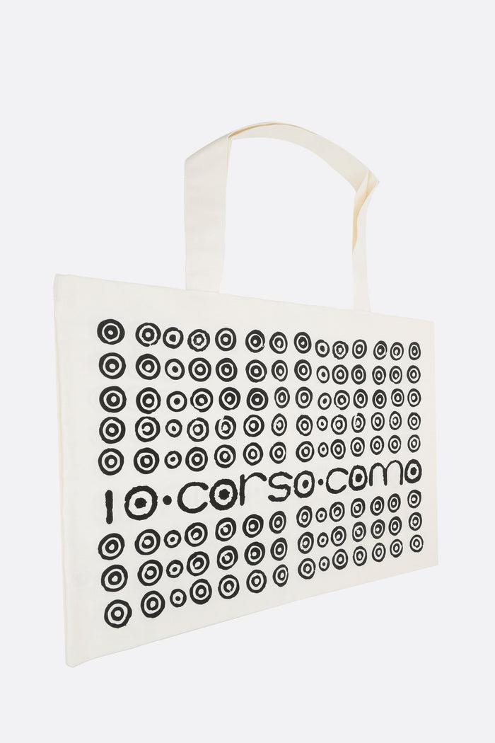 logo print canvas shopping bag
