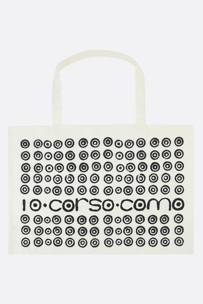logo print canvas shopping bag