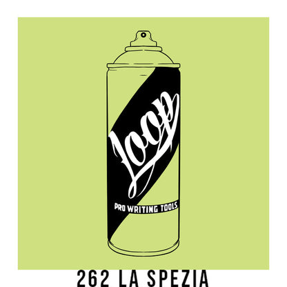 Loop Colors spray paint can in the color La Spezia green