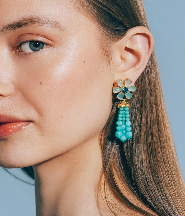 Loren Hope - Talia Tassel Earrings in Aqua