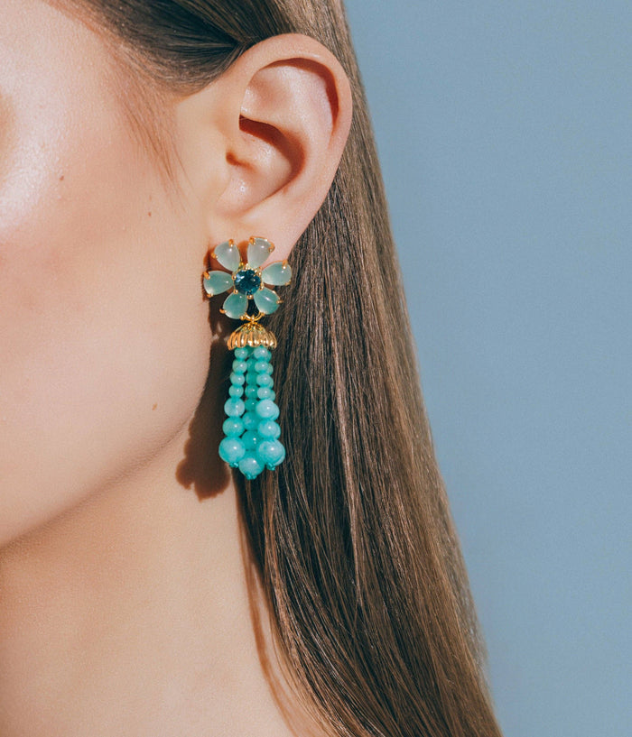 Loren Hope - Talia Tassel Earrings in Aqua