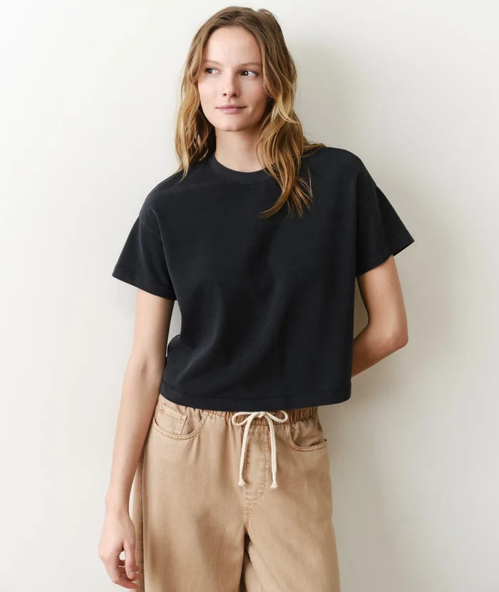Luxe Suede Oversized Crew Tee Black