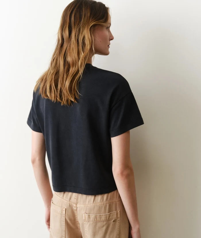 Luxe Suede Oversized Crew Tee Black