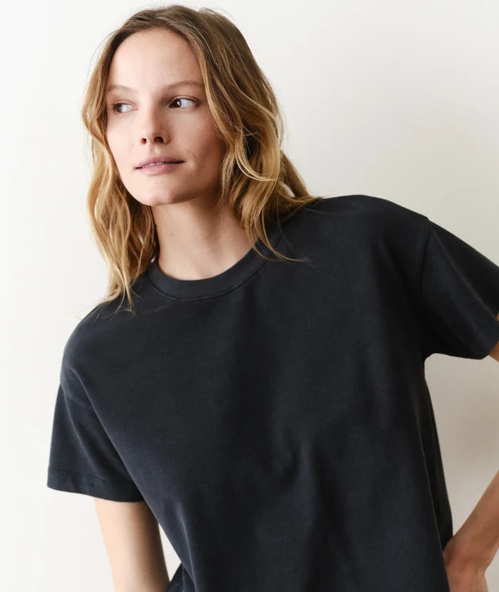 Luxe Suede Oversized Crew Tee Black