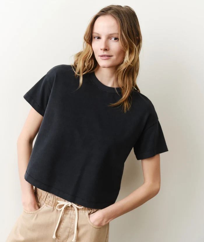 Luxe Suede Oversized Crew Tee Black