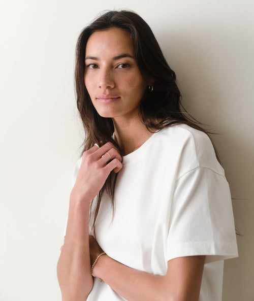 Luxe Suede Oversized Crew Tee White