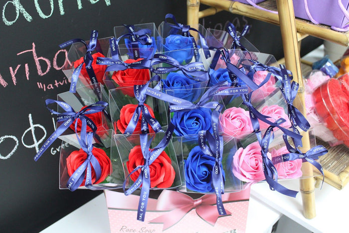Luxury Bath Soap Flowers Blue Rose Petals.