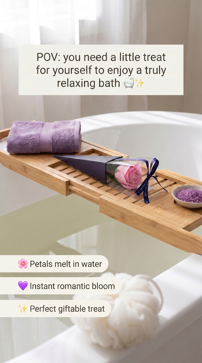 Luxury Pink Soap Rose Romantic Bath Flower, Soothing Scent, Soft Silky Skin.