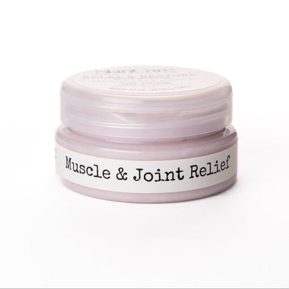 Jar of muscle and joint relief cream on a white background