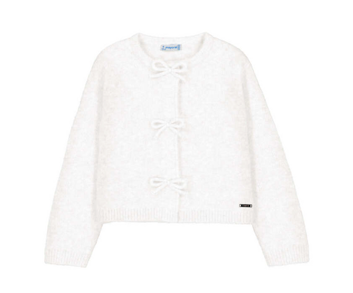Mayoral Cardigan with Bow Buttons in Natural