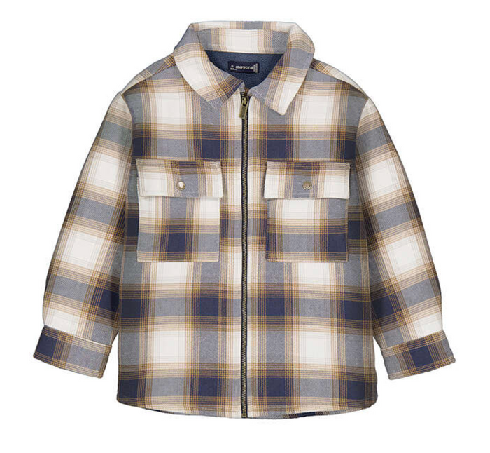 Mayoral Shirt Jacket in Ink Plaid