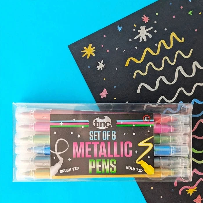 Metallic Double Nib Pen Set for Journaling & Crafts – 6 Colours