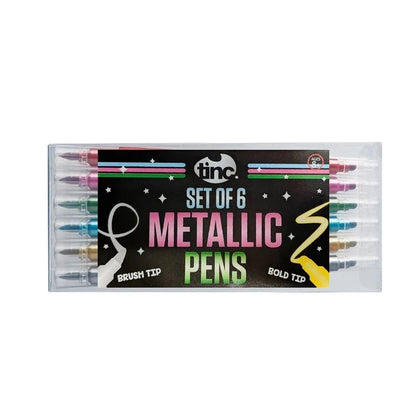 Metallic Double Nib Pen Set for Journaling & Crafts – 6 Colours