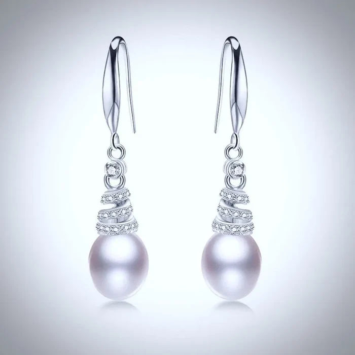 "Kalena" - Freshwater Pearl and Sterling Silver Bridal Necklace and Earrings Set