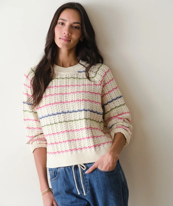 Mina Pointelle Sweater Rainbow Stripe