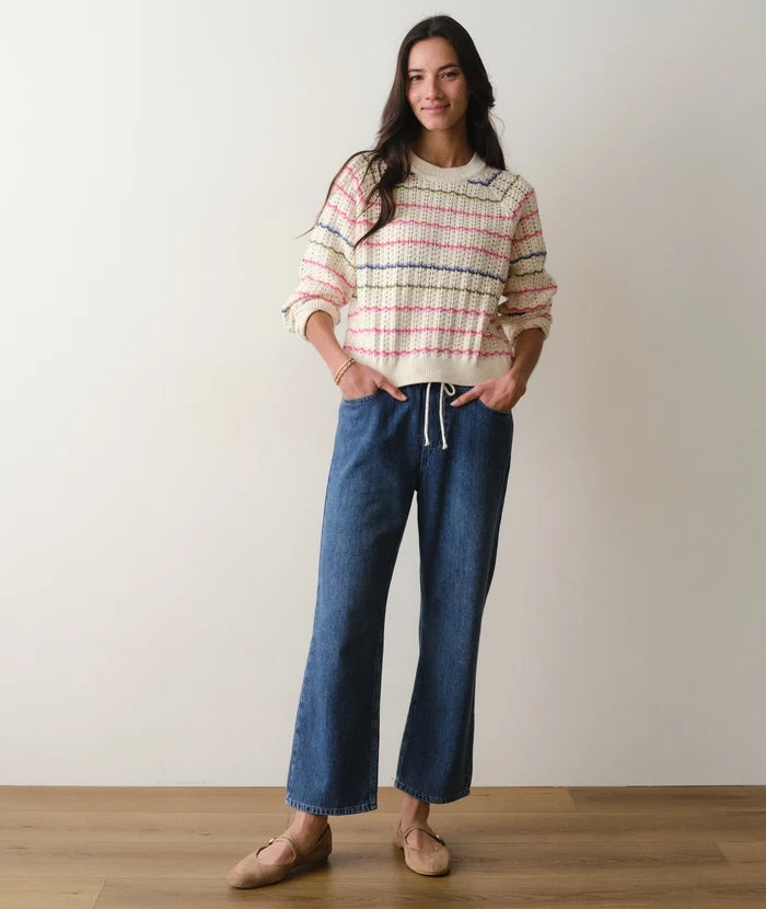 Mina Pointelle Sweater Rainbow Stripe