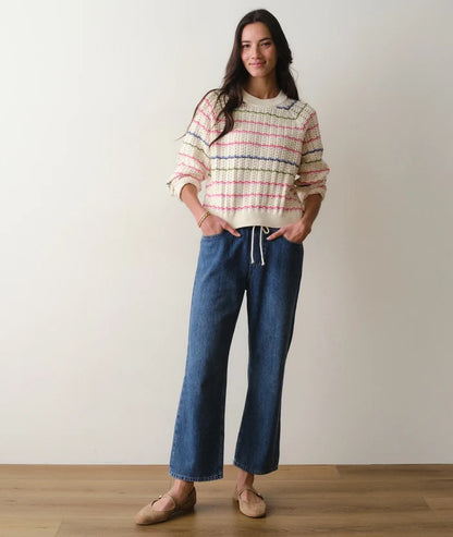 Mina Pointelle Sweater Rainbow Stripe