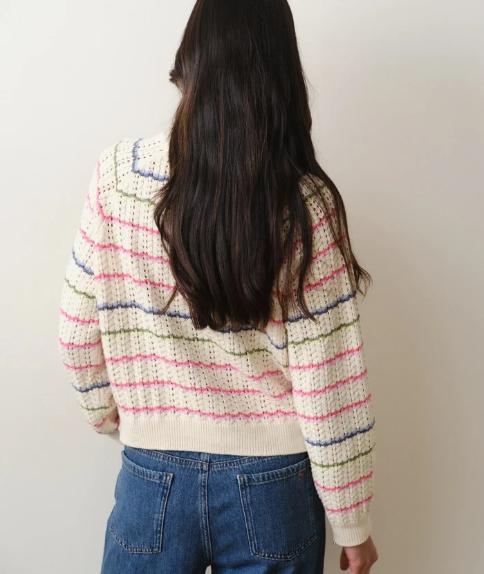 Mina Pointelle Sweater Rainbow Stripe