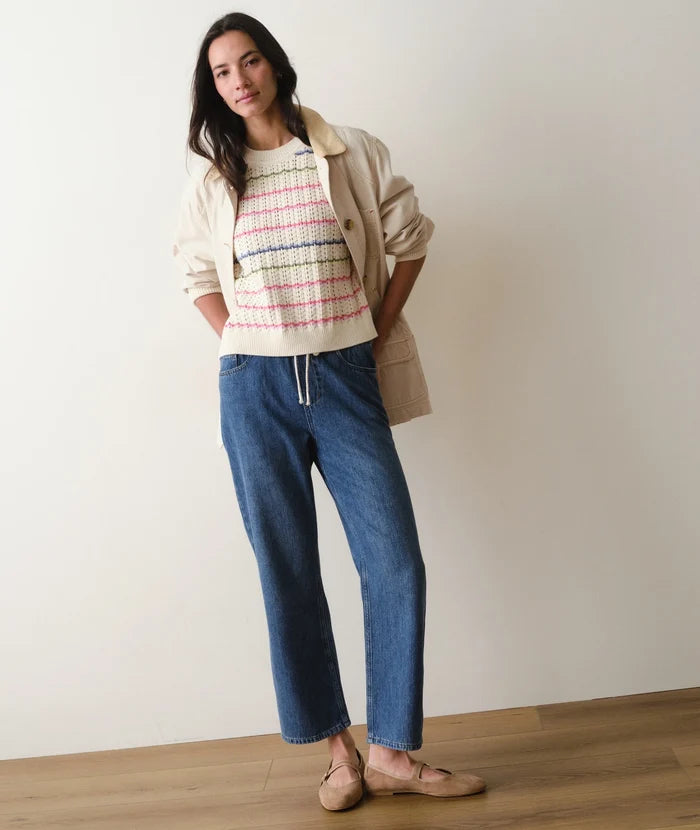 Mina Pointelle Sweater Rainbow Stripe