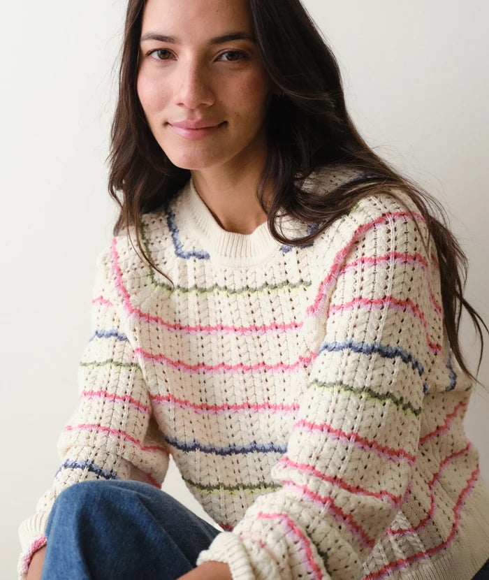 Mina Pointelle Sweater Rainbow Stripe