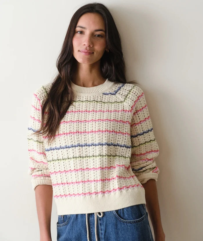 Mina Pointelle Sweater Rainbow Stripe