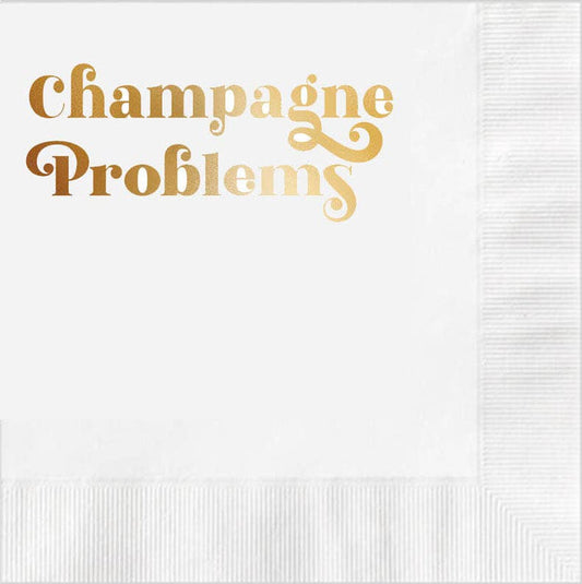 Mod Lounge - Champagne Problems Gold Foil Funny Text Cocktail Napkin
