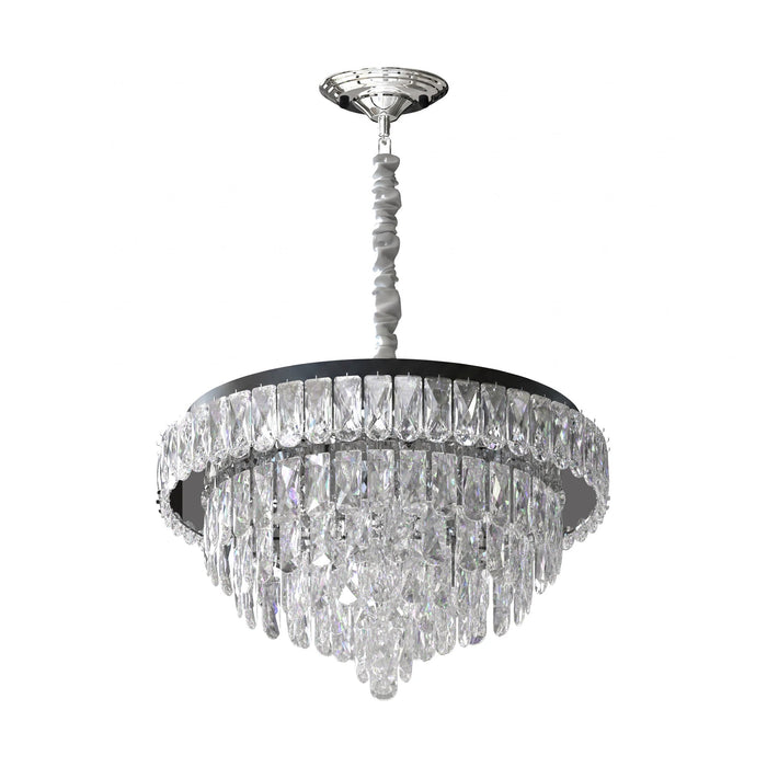 Modern Crystal Glass Layer Black Cord Chandelier Round Ceiling Light ~5425