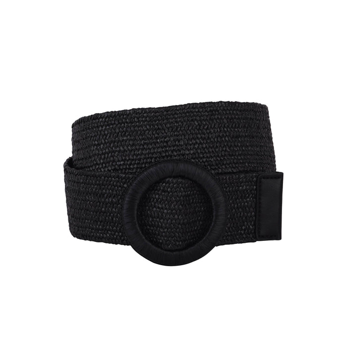 Most Wanted Woven Raffia Circle Buckle Stretch Belt - Multiple Colors!