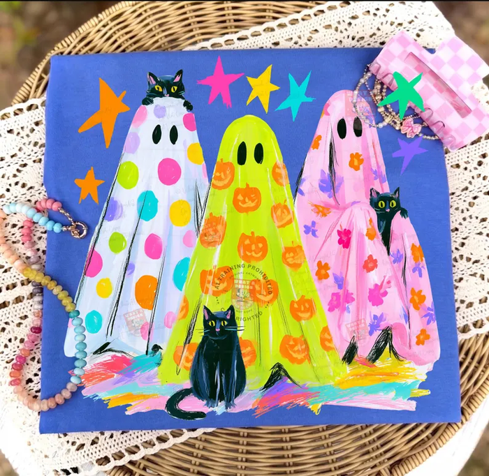Neon Ghost Trio Bright Blue Comfort Colors Tee